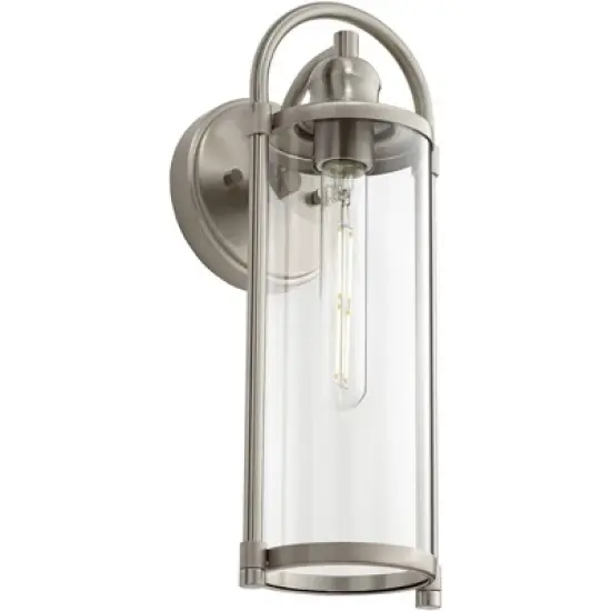 John Timberland Avani 15 1/2" High Modern Indoor/Outdoor Wall Light Porch House Edison Bulb Silver Brushed Nickel Finish Metal Clear Glass Shade image {4}