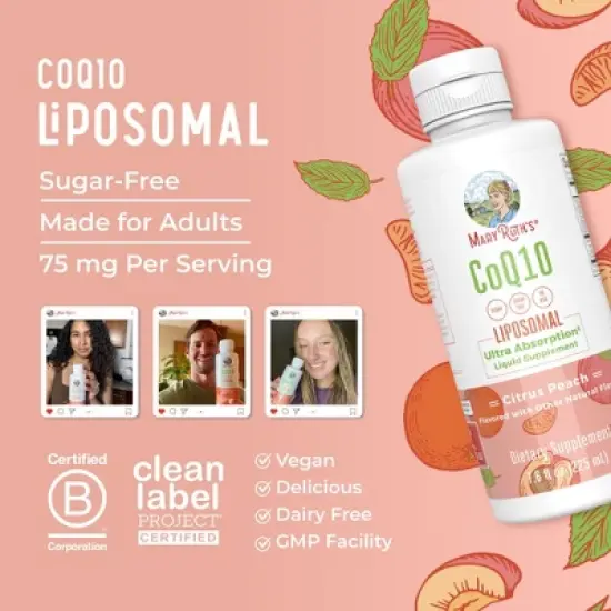 MaryRuth's CoQ10 Liposomal, Citrus Peach, 7.5 oz image {7}