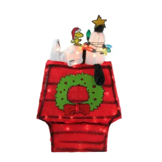 Northlight Lighted Snoopy on Dog House Outdoor Christmas Decoration - 18" - Clear Lights image {2}