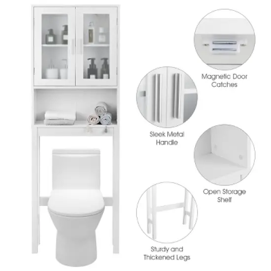 Costway Wooden Over The Toilet Storage Cabinet Spacesaver Organizer Bathroom Tower Rack image {7}