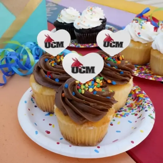 University of Central Missouri Primary Logo Heart Love Cupcake Picks Toppers Decoration Set of 6 image {3}