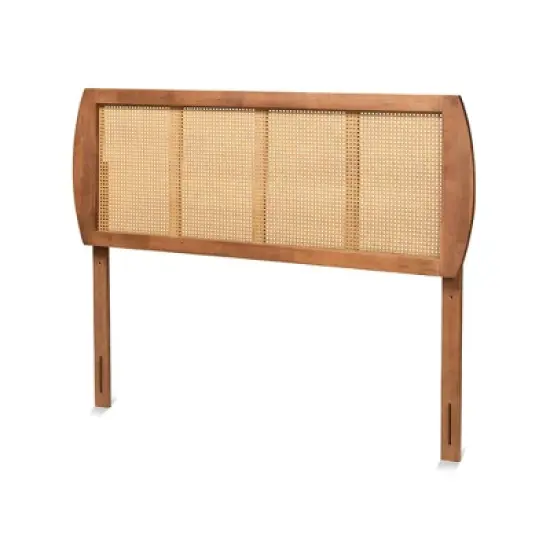 Harris Wood and Synthetic Rattan Headboard Walnut - Baxton Studio image {5}