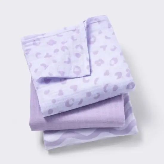 Muslin Swaddle Baby Blanket - Leopard - 3pk - Cloud Island&trade; image {4}