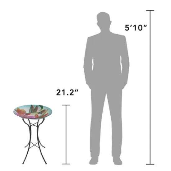 Teamson Home 18" Hummingbird Fusion Glass Bird Bath image {3}