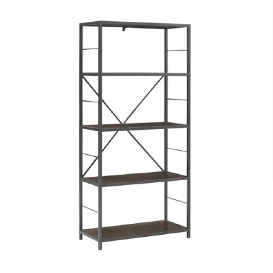 63" 4 Shelf Industrial Transitional Tall Bookshelf - Saracina Home image {5}
