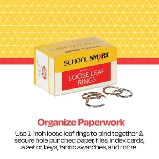 School Smart Loose Leaf Rings, 1 Inch, Nickel Plated Steel, Pack of 100 image {1}