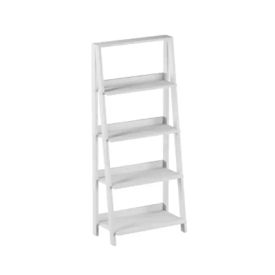 Hastings Home 4-Tier Ladder Bookshelf Freestanding Wooden Bookcase, White image {6}