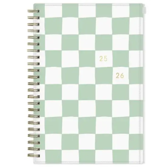 Blue Sky Brook Gossen Planner PP with Zip Pouch 5"x8" Weekly/Monthly Wirebound (15 Month) Green Check Undated image {11}
