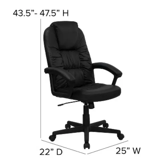 Flash Furniture Hansel High Back Black LeatherSoft Executive Swivel Office Chair with Arms image {3}