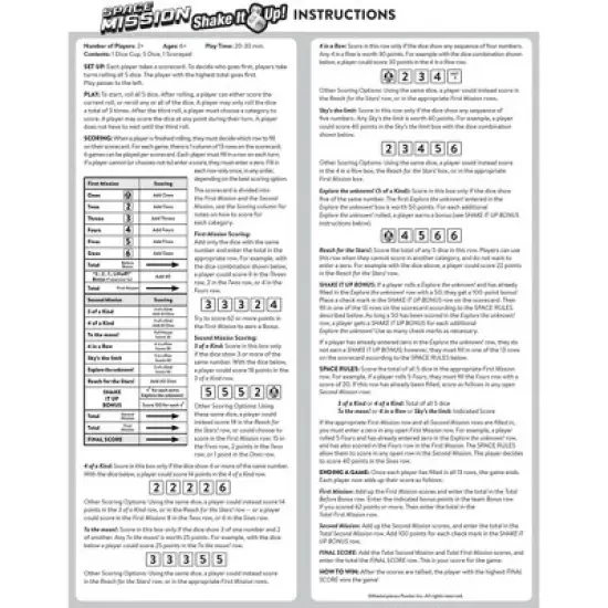 MasterPieces Space Mission Shake It Up Dice Game for Families and Kids Ages 6 and Up image {4}