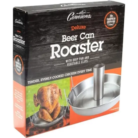 Camerons Deluxe Stainless Steel BBQ Beer Can Chicken Roaster w/Vegetable Clips - Barbecue Grill Poultry & Veggies Together on Poultry Holder image {2}