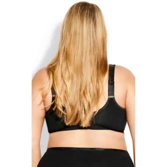 Women's Plus Size Basic Cotton Bra - black | AVENUE image {1}
