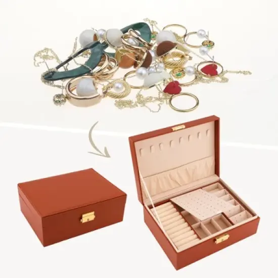 REGALWOVEN Women's Modern Storage Rectangle Large Capacity Jewelry Box image {1}