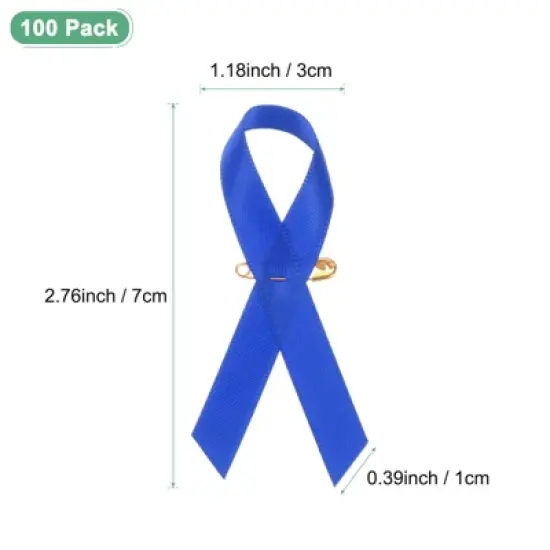 Unique Bargains Satin Awareness Ribbons with Safety Pins 100 Pcs image {2}
