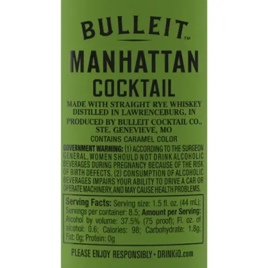Bulleit Bourbon Manhattan Ready To Drink - 375ml Bottle image {8}