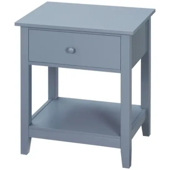 HOMCOM Modern Style Nightstand, Side Table with Drawer and Storage Shelf for Bedroom, or Living Room, Gray image {3}
