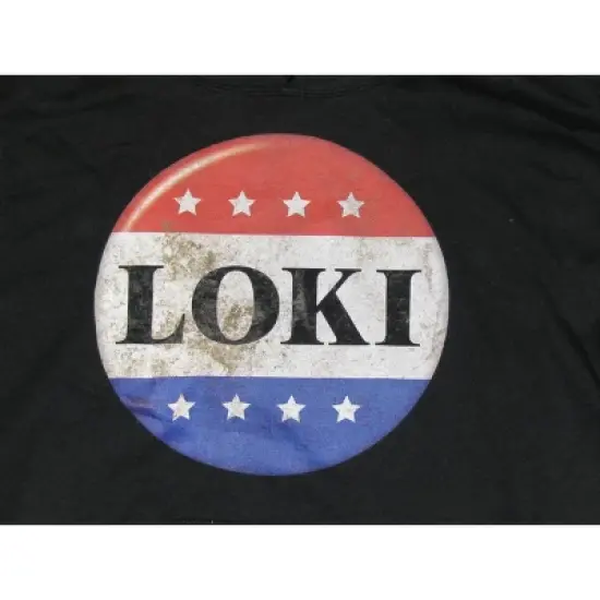 Red White And Blue Loki Button Men's Black Graphic Packaged Hoodie image {1}