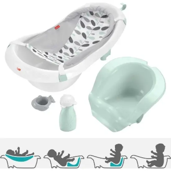 Fisher-Price Baby to Toddler Bath 4-in-1 Sling &lsquo;n Seat Tub with Removable Infant Support and 2 Toys, Climbing Leaves image {6}