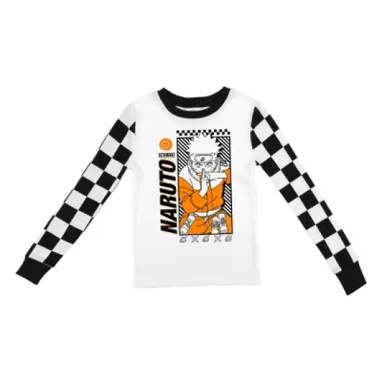 Naruto Classic Black and White Checker Pattern Youth Boy's Long Sleeve Pajama Set image {1}