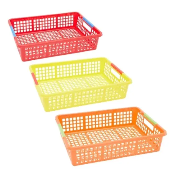 Bright Creations 6 Pack Plastic Turn In Trays Classroom Organizer for Paper, Colorful Storage Baskets for School Supplies, 13.5 x 10 In image {6}
