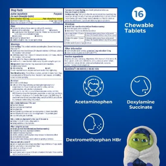 Mucinex Kids' Mighty Chews CCF - Night Chewables - Acetaminophen, Dextromethorphan - 16ct image {6}