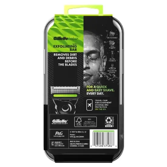 Gillette Labs Exfoliating Bar Razor + 3 Razor Blade Refills, Travel Case & Premium Magnetic Stand image {7}