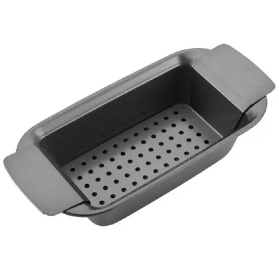 Rachael Ray 2pc Meatloaf Pan Set: Nonstick Steel Baking Dish, Dishwasher-Safe, Gray, Rectangle, 13.25" x 6.5" image {1}