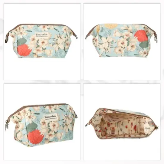 Unique Bargains Women's Printed Travel Makeup Bag Green 1 Pc image {5}
