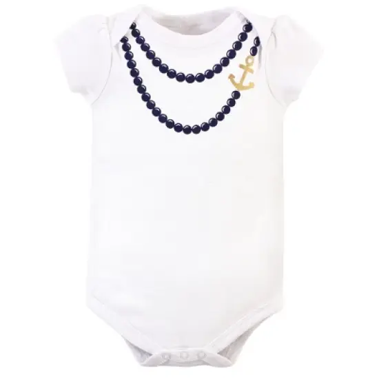 Little Treasure Baby Girl Cotton Bodysuit, Pant and Shoe 3pc Set, Anchor Necklace image {3}