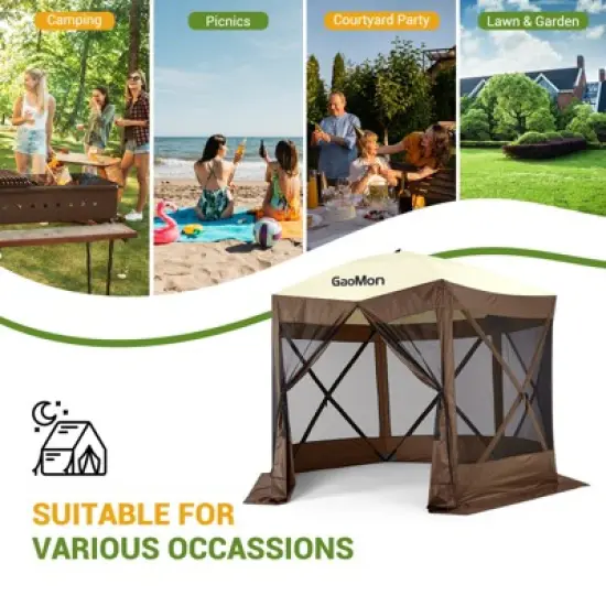 Instant Pop Up Gazebo 10x10ft with 6 Mesh Walls - Portable Canopy Tent for Camping, Backyard & Parties | Includes Carry Bag & Stakes image {4}