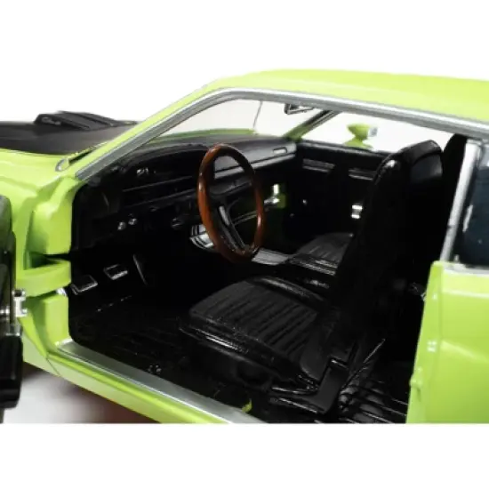 1971 Ford Torino Cobra Grabber Lime Green with Matt Black Hood and Stripes "Class of 1971" 1/18 Diecast Model Car by Auto World image {3}