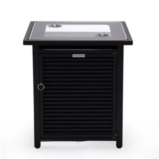 LeisureMod Walbrooke Patio Square Fire Pit and Tank Holder with Slats Design image {12}