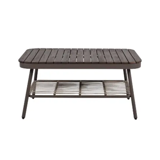 4-Piece Outdoor Patio Conversation Set Metal Frame Chairs with Woven Rope Backrest, Thick Cushions & Acacia Wood Coffee Table - ModernLuxe image {11}