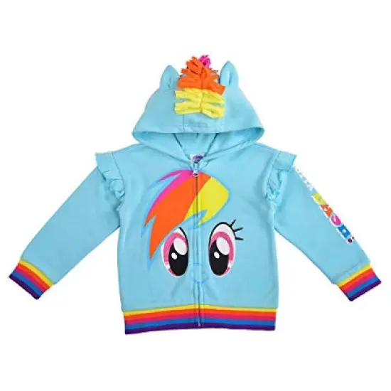 My Little Pony Girl's Zip Up Fashion Hoodie with 3D Ears and Mane For Kids image {4}
