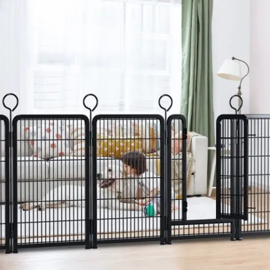 KTMBDW 16 Panels Heavy Duty Metal Playpen with Self-Locking Gate, Extra Tall 40" Dog Fence Pet Exercise Pen for Outdoor and Indoor-Large Dogs, Black image {4}
