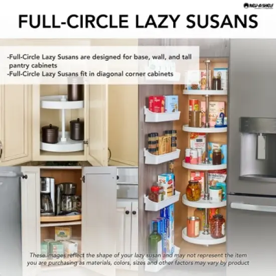 Rev-A-Shelf 6013-18-11-526 Polymer Full Circle 3 Shelf Lazy Susan Corner Kitchen Cabinet Storage Organizer with Telescoping Shaft image {1}