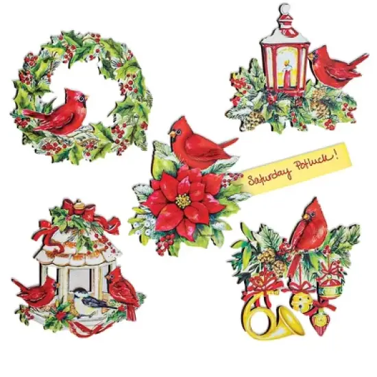 Collections Etc Beautiful Holiday Cardinals Refrigerator Magnets - Set of 5 image {2}
