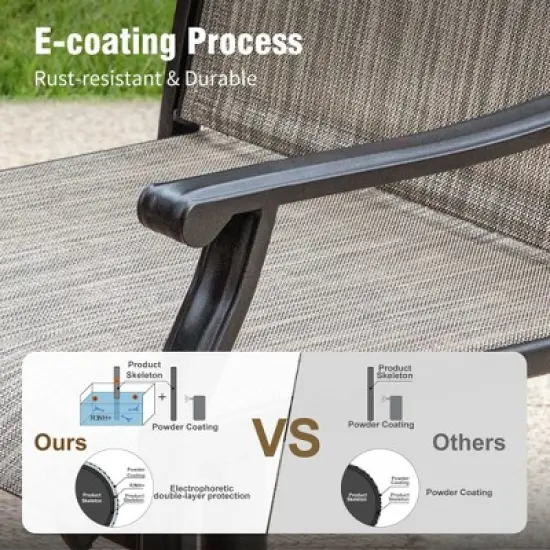 Captiva Designs 5pc Outdoor Dining Steel Table with Umbrella Hole & Brown Textilene Arm Chairs image {12}