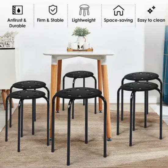 Costway Set of 6 Portable Plastic Stack Stools Backless Classroom Seating image {7}