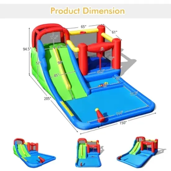Costway Inflatable Water Slide Kids Jumping Bounce Castle w/ Ocean Balls Blower Excluded image {3}