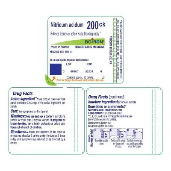 Nitricum Acidum 200CK by Boiron Homeopathic Single Medicine For First Aid  -  80 Pellet image {1}