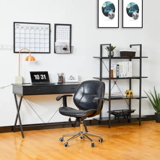 Modern Industry Metal/Wooden 4 Tier Bookcase with Shelves - Glitzhome image {3}