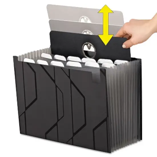 Pendaflex Sliding Cover Expanding File 13 Pockets 1/6 Tab Letter Black 02327 image {3}