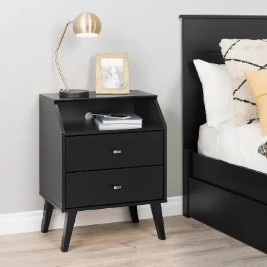 2 Drawer Milo Mid-Century Modern Nightstand with Angled Top - Prepac image {5}