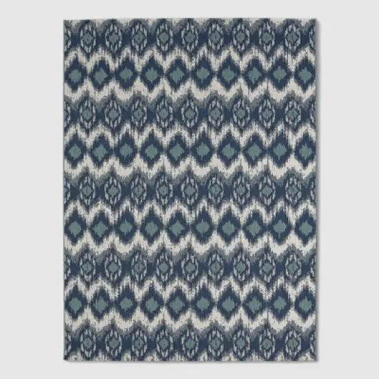 Ikat Outdoor Rug Blue - Threshold image {7}