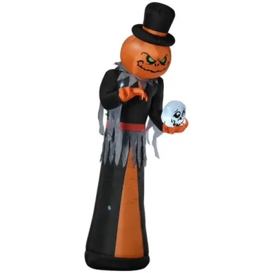 Whisen Halloween Decorations, Inflatables Pumpkin Ghost Family, Blow Up LED Yard Display, Waterproof - Orange image {8}