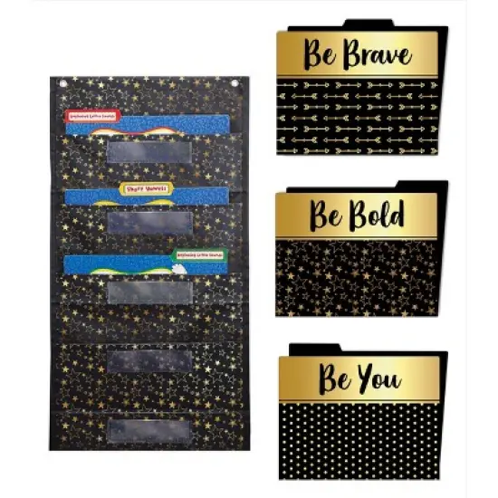 Carson Dellosa Education 5 Pocket File Folder Storage Solution Pocket Chart (1 pocket chart, 6 file folders) image {4}