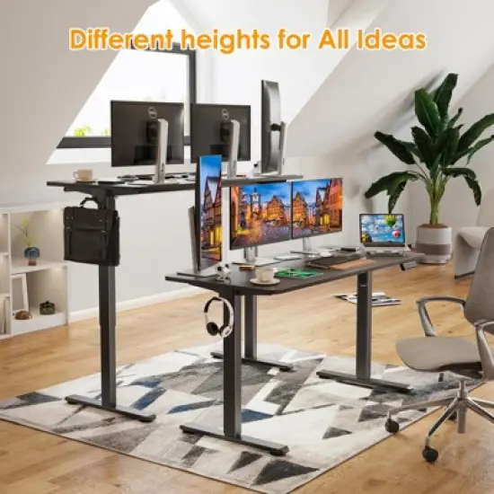 Lirago Black Electric Standing Desk 55x24 Splice Board Carbon Steel Frame 170LB Capacity Height Adjustable image {6}