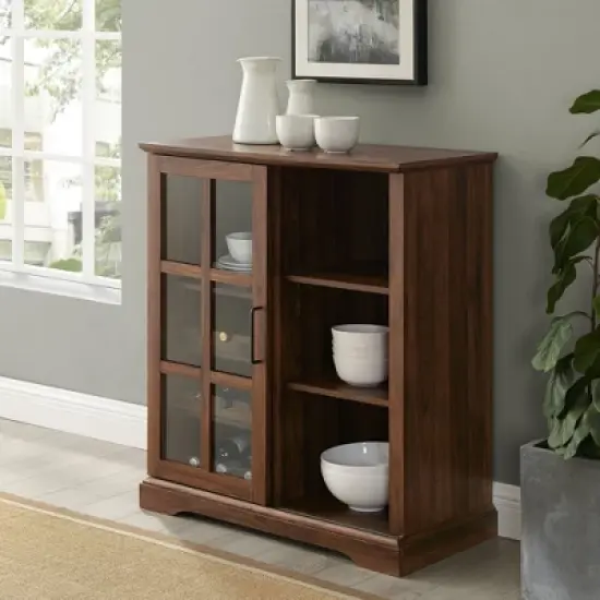 Tavern Modern Transitional Sliding Window Pane Door Bar Cabinet - Saracina Home image {2}