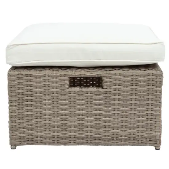 Eden 6 Piece Outdoor Conversation Set All Weather Wicker Sectional Sofa with Ottoman and Cushions Patio Furniture Set-Maison Boucle image {9}